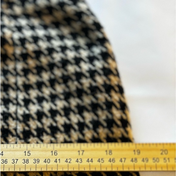 CHRISTIAN SIRIANO BLACK & TAN HOUNDSTOOTH ZIPPERED LINED MINI SKIRT  SZ S - Picture 11 of 12